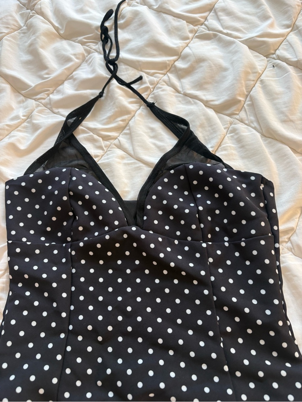 White Fox Boutique Black & White Polka Dot Halter Chemise